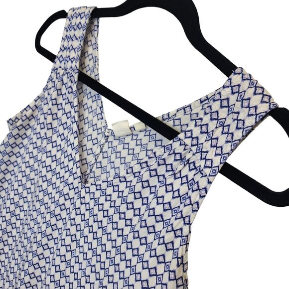 GAP Women's XS Sleeveless V-neck Geometric Print Shift Flowy Dress Blue White - Picture 5 of 13